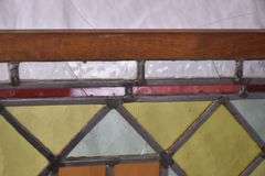 Stained glass panel with oak frame; 9485-118