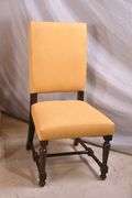 Set of 10 Bassett dining chairs with gold upholstered seats and backs; 1116-740