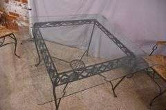 5 piece green iron dining set; 1116-746
