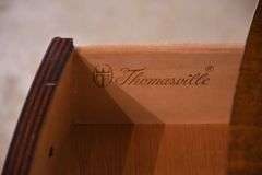 Thomasville mahogany bowfront 4 drawer bedside chest; 55-12188
