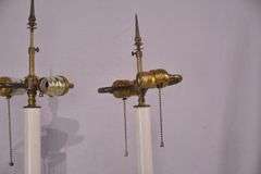 Pair of tall brass lamps; 55-12345
