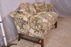 Small camelback loveseat; 55-12165