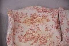 Chippendale style wingback armchair with toile fabric; 44-477