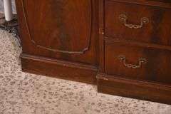 Crotch mahogany 2 part bubble glass breakfront; 74-12886