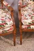 Pair of Meyer, Gunther, & Martini French style open armchairs with down cushions and floral fabric; 18305-028