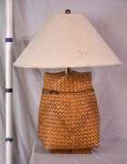 Large woven lamp with shade; 55-12256A