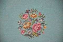 Framed floral needlepoint panel; 192-3105