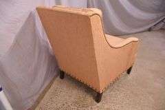 Sherrill upholstered armchair with brass nail head trim; 336-4580