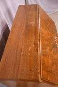 Burl walnut slant-front desk with ball in claw feet; 55-12174