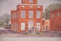 Framed print of the Winnsboro, SC Clock Tower by William L. Powers; 1007-112