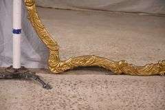 Large dresser mirror with ornate gold painted frame; 55-12164E