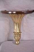 Pair of half-round gold metal and wood wall sconce shelves; 16721-059