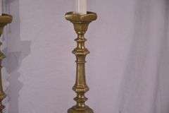 Pair of tall brass lamps; 55-12345