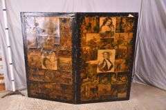 Vintage decoupage 2-panel folding dressing screen; 18308-009