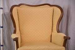 Yellow upholstered French style wingback armchair; 12133-010