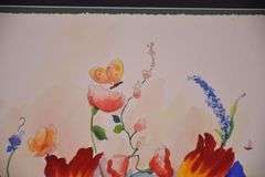 Large framed print of a floral watercolor by Nancy Cowan; 1037-1168
