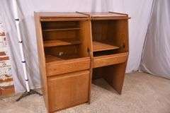 Danish Modern style kneehole slant front computer desk; 74-12845