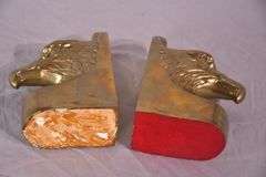 Pair of brass eagle head bookends; 18305-011
