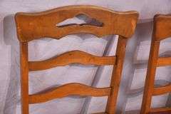 Set of 4 ladderback chairs with red vinyl seats; 3072-008