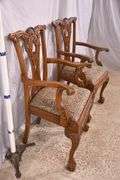 Pair of carved mahogany Chippendale style open armchairs; 1116-739