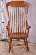 Nichols & Stone spindle back rocker with carved seat; 1152-102