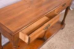Pine 2 drawer two-tier console table with turned columns; 5038-003