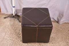 Brown synthetic leather lift top storage box/bench; 55-12267