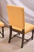 Set of 10 Bassett dining chairs with gold upholstered seats and backs; 1116-740