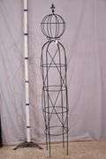 Vintage black iron topiary trellis; 869-611