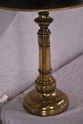 Gold metal lamp with black metal shade; 55-12201A