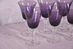 Set of 8 purple glass goblets; 74-12881G