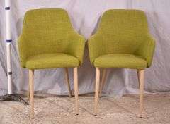 Pair of Noble House modern style green upholstered armchairs; 336-4583