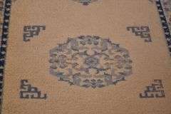 4.1'x6.0' hand knotted blue and off-white rug; 18305-006