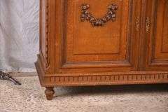 Carved oak French style 3 part buffet with beveled mirror backsplash; 55-12290