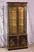 Drexel Heritage "Et Cetera" black and gold Oriental decorated curio; 4779-006