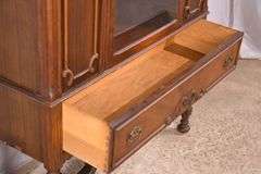 Walnut china cabinet with 1 glass door and 1 drawer; 74-12844