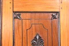Early inlaid 2 door armoire with black trim; 55-12302