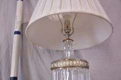 Schonbek large crystal lamp with shade and silver trim; 55-12272