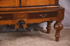 Early inlaid 2 door armoire with black trim; 55-12302