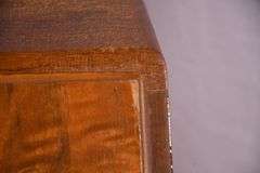 Burl walnut slant-front desk with ball in claw feet; 55-12174