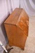 Burl walnut slant-front desk with ball in claw feet; 55-12174
