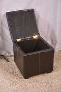 Brown synthetic leather lift top storage box/bench; 55-12267