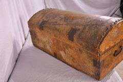 Vintage hair-on-hide covered trunk; 18308-005
