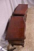 Pair of carved cherry French style 3 drawer bedside chests; 74-12878C