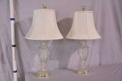 Pair of crystal lamps with shades; 1116-735
