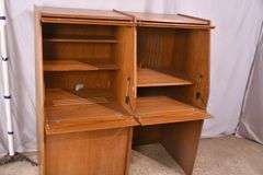 Danish Modern style kneehole slant front computer desk; 74-12845