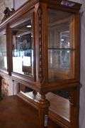 Carved oak French style 3 part buffet with beveled mirror backsplash; 55-12290