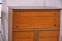 Bassett mid-century style walnut 6 drawer chest; 55-12355