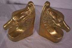 Pair of brass eagle head bookends; 18305-011