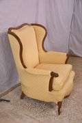 Yellow upholstered French style wingback armchair; 12133-010